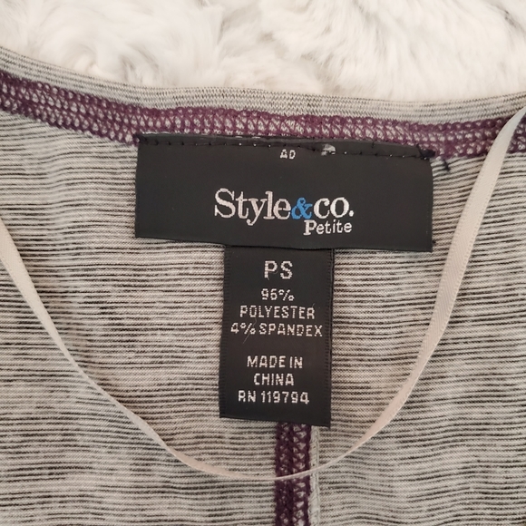 Style & Co. Floral graphic print top tunic stud accents Petite Small - Picture 5 of 7